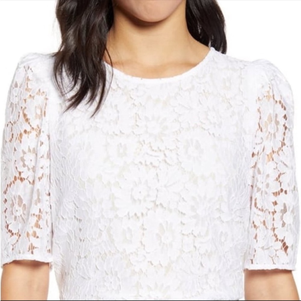 Halogen red lace with inset top. Worn twice. In fantastic shape. Size medium